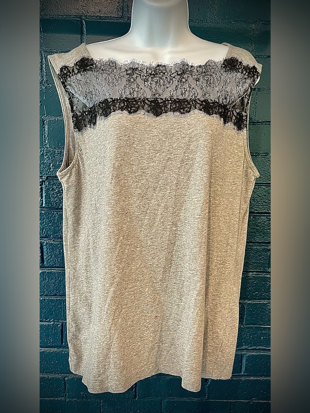 Sleeveless Cream Lace-Yoke Women's Top